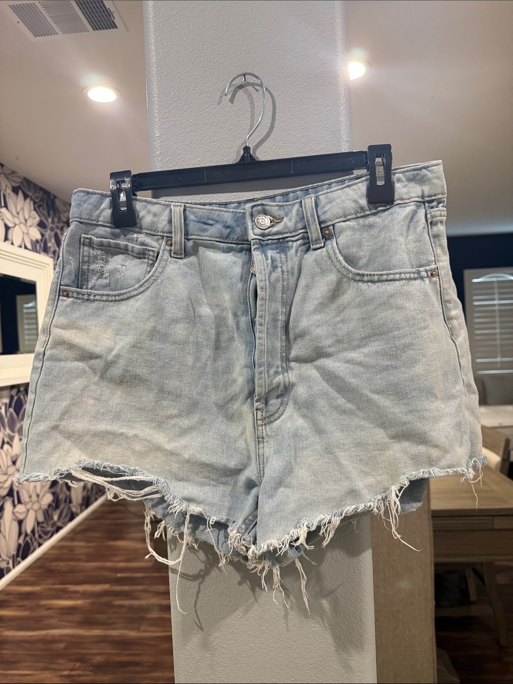 wild fable Light Blue Frayed Hem High-Rise Denim Shorts